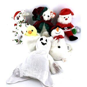 Beanie Babies Holiday Lot of 6 Christmas Halloween Easter Tag Protector 1990s